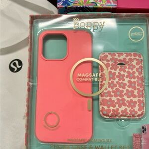 XO Poppy 
I phone 14 pro max 
MagSafe Compatible Phone Case & Wallet Set - Pink